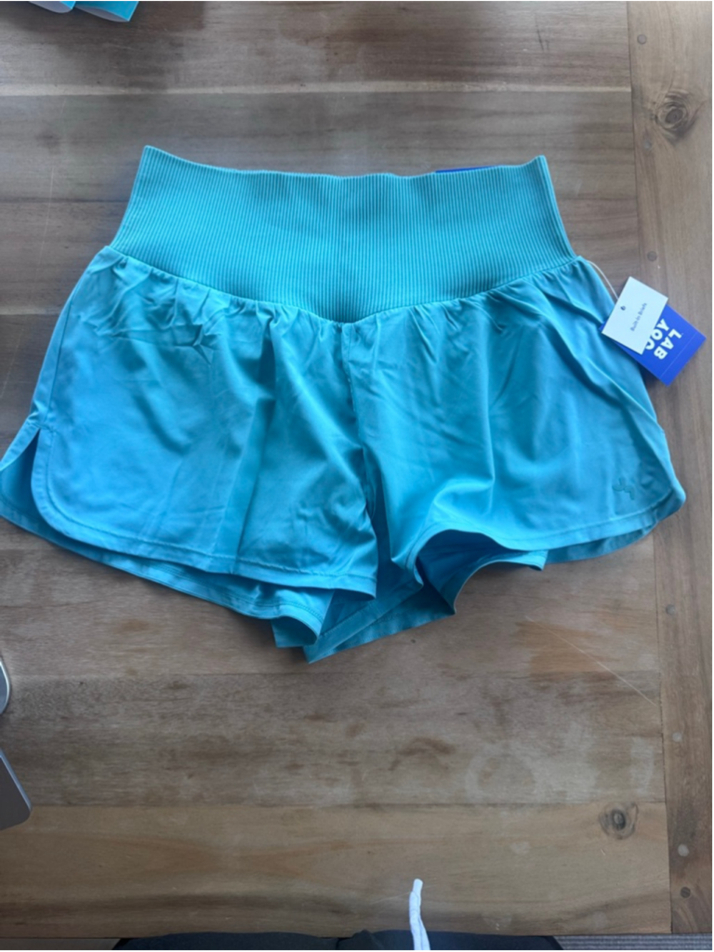 JoyLab Teal High Rise Athletic Shorts Built In Briefs